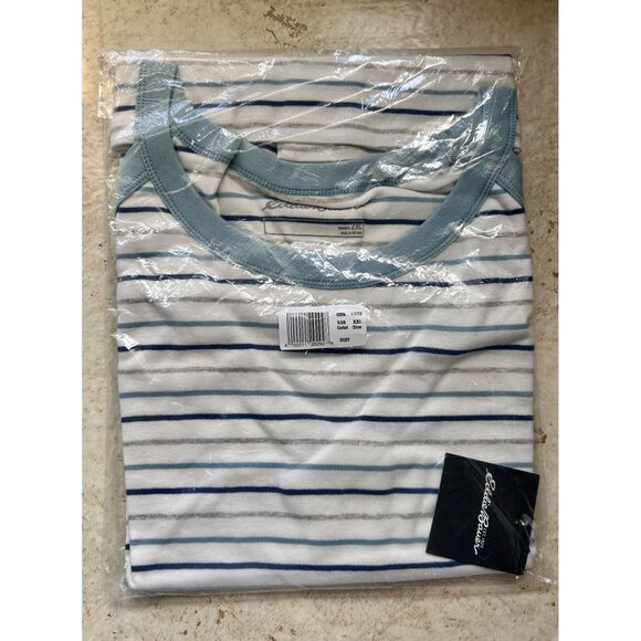 Eddie Bauer Favorite Sleeveless Halter Tank Top in White/Blue/Gray - Sz  XXL - Picture 2 of 6